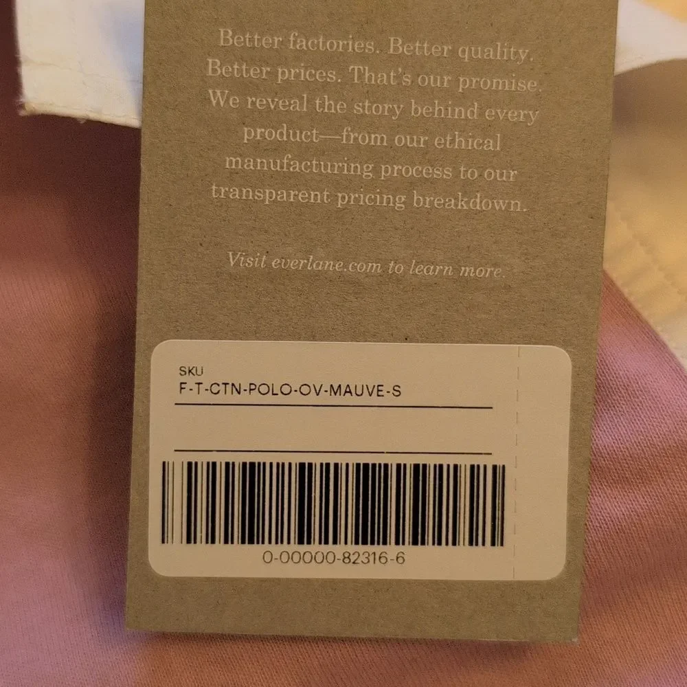 Lot Of 2 NWT Everlane Organic Cotton Polos Short Sleeve Top Mauve White Stripe S - Picture 5 of 16